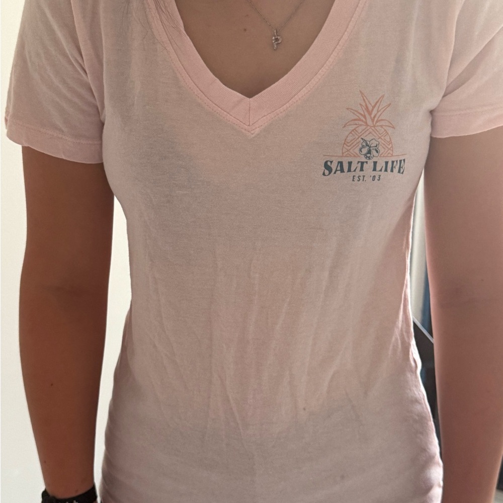 Salt Life Light Pink V-Neck Tee